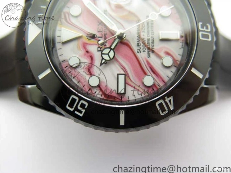 MiroTime 0201 Soft Submariner 40mm Black Ceramic 5GF Best Edition Pink Painting Dial on Black Rubber Strap SA 2472